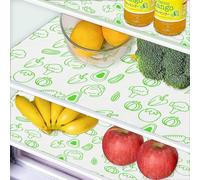 12 PCS Refrigerator Liners, Non-Slip Fridge Liners Super Absorbent Fridge Mats Washable Non-Adhesive, Refrigerator Shelf Liners and Mats for Shelves, Drawers, Kitchen Cabinets(12PCS Green Veggie)