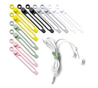12 Pcs Retractable Silicone Cord Ties for Electronics, Cord Organization Bands, Data Cable Organizer & Cable Ties Reusable for Home Office and Travel Use