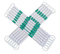 12 Pcs Retractable Telescopic Safety Cone Bar, Traffic Barrier Extension Poles 5.2-9.8 ft, Engineer Grade Reflective Tape (Green & White) for Road Safety
