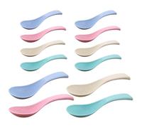 12 Pcs Reusable Dinner Spoons Portable Travel Spoons Plastic Cutlery Spoons Lightweight Tea Spoons Rice Dessert Spoons Soup Tasting Spoons,Chinese Soup Spoons