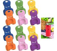 12 PCS Ring Pull Can Opener & Drink Protector, Easy Tab Opener Aid with Leakproof Plastic Covers for Beer & Soda Cans, Multi-Purpose Beverage Barricade for BBQ, Beach or Camping (Six Colors)