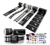 12 Pcs Road Tape DIY Traffic Sign Set,Road Tape for Toy Cars,Easy to Apply | Easy to Remove,Durable Removable Train Track Tape for Kids to Develop Children'S Imagination,Traffic Sign Stickers