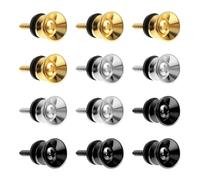 12 Pcs Rok Lok Guitar Strap Lock with Mounting Screws, Anti-Slipping Guitar Strap Button Pins for Electric Guitars, Bass, and Ukulele Accessories
