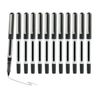 12 Pcs Rollerball Pens, 0.7mm Black Gel Pens, Fine Point Quick Drying Smooth Writing Liquid Ink Ballpoint Pens, Stationery Set for Office School Journaling Notes Business Documents and Everyday Use