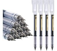 12 Pcs Rollerball Pens Fine Nib 0.5mm Japanese Smooth Writing Pen Quick Dry Liquid Ink Ballpoint Pen Stationery for Office Meeting Notes - Black Ink