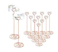 12 Pcs Rose Gold Place Card Holders, Heart Shaped Table Number Holder, Wedding Card Stands for Tables Wedding Party Reception Restaurant, 22cm