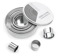 12 Pcs Round Cookie Cutters Set, Pastry Cutter, Circle Biscuit Cutters, 304 Stainless Steel Ring Cookie Cutters for Baking Donut Scone Fondant DIY Cake