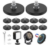 12 Pcs Rubber Coated Magnets with 1/4" Male Thread, 1.69" Strong Neodymium Mounting Magnet Base (30 LBS Pull), Anti-Scratch & Non-Slip Magnetic Assembly Kit with Wrench for Light Bar, Camera, Tools