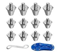 12 Pcs Rugby Boot Studs Replacement, Football Studs Metal Studs Football Boots Replacement with Wrench High Hardness Elite Aluminum Alloy 8Pcs 11mm & 4Pcs 13mm Compatible with Nike, Adidas, Puma