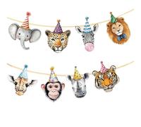 12 Pcs Safari Animals Happy Birthday Banner, Safari Birthday Decorations, Forest Animal Birthdays Banner for Party Kids Baby Shower Decorations