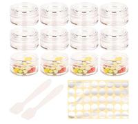12 Pcs sample pots,5ml with lids cosmetic pot, mini cream empty containers,clear small with makeup lip balm jars,for travel face cream, samples, cosmetics empty pot