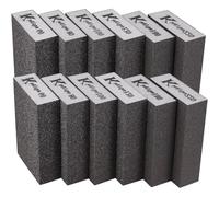 12 PCS Sanding Blocks, Sanding Sponges Blocks Pads, Wet Dry Sanding Blocks Washable & Reusable for Wood, Metal, Polish, Wall, Furniture, Hand Sanding(80/100/120/180/220 Grit)