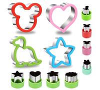 12 PCS Sandwich Cutters, Stainless Steel Vegetable Fruit Cutter Pieces Bread Cutters Dinosaur Cookie Cutters Food Shape Cutters Lunch Box Accessories Kids