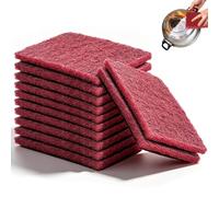 12 PCS Scouring Pads, Nylon Scourer Pad General Purpose Scuff Pad Industrial Abrasive Cleaning Pads for Surface Polishing Scourers Kitchen Car Industrial, Red