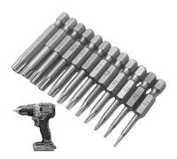 12 Pcs Screwdriver Sets,Star Bit,Security Hex,T5 50mm Length S2 Bits Electricians Shank Flat Head Drill,Magnetic 1/4 inch Driver Air Tools with Hole,Slotted Tip T6 T7 T8 T9 T10 T15 T20 T25 T27 T30 T40