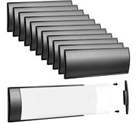 12 Pcs Self-Adhesive Door Name Plate Holder Metal Aluminum Nameplates Personalized Curved Name Signs with Plastic Film for Office Cubicle Doors Room Wall Desk - Black, 8 x 21 cm