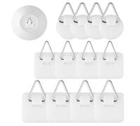 12 PCS Self-Adhesive Wall Plate Hangers, Invisible Hooks Without Nails, Multi-Size Plastic Hangers for Plates/Pictures/Art Decor Display