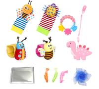 12 Pcs Sensory Toy Set Sensory Foil Blanket Wrist Rattles Rattle Socks Sensory Scarf Feathers Newborn Sensory Toy Scarf Feathers Early Learning Autism ADHD
