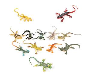 12 Pcs/Set Colorful Lizard Pattern Toys Simulated Children Animal Toys Early Teaching Accessories for Children Over 3 Years Old