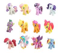 12 Pcs/set Cute Pony Action Figures Rainbow Horse Unicorn Little Horse Figures