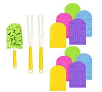 12 PCS SET Flash Dust Magnet Refills,Electrostatic Dust Cloths, Five Colour Set, Enhanced Grip Handles, Multi-Surface Cleaning, Pet Hair Removal, High-Reach Dusting
