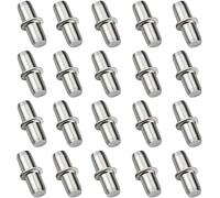 12 PCS Shelf Pins - 5mm Metal Cupboard Shelf Pegs - Durable Shelf Supports for Kitchen Cabinets, Wardrobes & Bookcases - Perfect Furniture Shelf Holders for Wood & Glass Shelving (Silver)