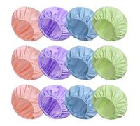 12 PCS Shower Caps for Women, Double Side Waterproof Shower Cap, Reusable Elastic Bath Caps for Shower, EVA Bathing Shower Caps, Bath Hair Caps - Set A (Purple+Pink+Blue+Green)