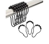 12 Pcs Shower Curtain Hooks - Decorative Rust Proof Stainless Steel Shower Curtain Hooks for Bathroom Shower Rods Black Polished Nickel