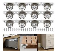12 Pcs Side Mount Casters 1.25inch Small Caster Wheels Non Swivel Rigid Furniture Wheels Mini Little Fixed Caster Wheels for Rubbish Bins, Drawers, Trays, Under Bed Storage Bins, DIY Project