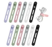 12 Pcs Silicone Cable Ties Silicone Cable Straps, Reusable Zip Ties Cable Cord Organizers Adjustable Elastic Wire Tidy for Phone Earphone Cable Computer Wire in Home Office(6 Colors)