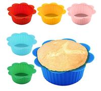 12 Pcs Silicone Cupcake Baking Cups Reusable & Non-stick Muffin Cupcake Liners Holders Set for Halloween Christmas Party Bakery Molds Supplies 3.15 Inch (Navy Blue)