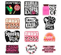12 PCS Silicone Focal Beads for Pens Characters Funny Words Focal Beads Assorted Shaped Silicone Bead for Keychain Making Beads Bulk for Jewelry Making Bracelet Necklace Handmade Crafts(C)