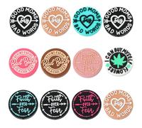 12 PCS Silicone Focal Beads for Pens Characters Funny Words Round Shaped Silicone Bead for Keychain Making Beads Bulk for Jewelry Making Bracelet Necklace Handmade Crafts