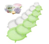 12 PCS Silicone Lids Food Covers, Reusable Silicone Stretch Lids Replace Plastic Wrap Airtight Food Covers for Bowls, Dishes & Fruit Leftovers Storage (Green and White 12 Pcs)