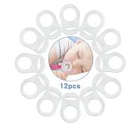 12 Pcs Silicone Transparent Dummy Clip Adapter, Baby Pacifier Ring Holder Clip Adapter, MAM Adapter Ring Dummy