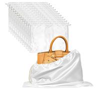 12 Pcs Silk Purse Organizer Dust Cover Drawstring Bags Shoe Bag for Travel Satin Dust Bags for Purses Handbags Shoes Boots,Black(19.6 * 15.7 in), White, Fashion