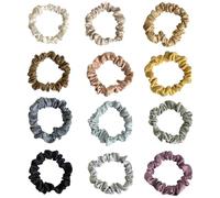 12 PCS Silk Satin Scrunchies Set for Women Soft Strong Elastic Hair Ties, Traceless Ponytail Holders for Thick, Thin Curly Hair,Non-slip Silk Hair Bands for Women & Girls,Cute Hair Accessories Gift