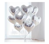 12 Pcs Silver Heart Shape Foil Mylar Balloons 18 Inch Love Balloons for Valentine's Day Birthday Party Decorations For Propose Marriage Wedding Bridal Shower Engagement Party Decorations (Silver)