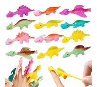 12 Pcs Slingshot Dinosaur Finger Toys - Rubber Catapult Dinosaur, Easter Eggs fillers, Easter Eggs Hunt & Holiday Prizes for Boys Girls