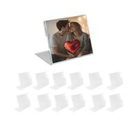 12 Pcs Small Acrylic Photo Album & Transparent L-Shaped Display Stand - 7.5x5.5cm Clear Plastic Photo Frame for Desktop, Tabletop Memories