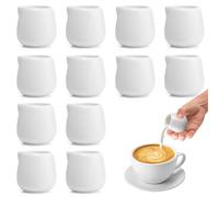 12 PCS Small Milk Jug, 50ml White Small Porcelain Milk Jug, Mini Creamer Jugs Without Handle for Coffee Milk Creamer Sauces Home Kitchen Office Coffee Bar