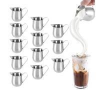 12 PCS Small Milk Jug, XPJBKC 90 ml Stainless Steel Milk Jugs, Gravy J UG with Handle, Milk Frothing jug, Metal Small Sugar Pot, Mini M Ilk Pouring Creamer Pitcher for Coffee Sauces