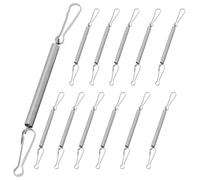 12 Pcs Small Springs Assorted with 2 Clips, Heavy Duty Compression Spring Stainless Steel Tension Springs for Holding Rabbit Hamster Guinea Pigs Animal Water Dispenser Drinking Bottle