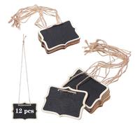 12 Pcs Small Wooden Chalkboard Signs Mini Chalkboard Tags with String Erasable Double-Sided Blackboard Hanging Food Name Labels for Message Board Wedding Place Card Birthday Party Table Numbers Plants