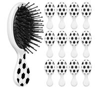 12 Pcs Soccer Mini Detangler Brush, Mini Travel Hair Brush, Bristles Plastic Detangling Brush, No Tangle Soft Flexible Bristles for Straight, Curly, Thick Hair for Soccer Team Gift Sport Party