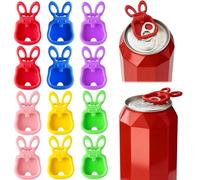 12 PCS Soda Can Opener Set, Cute Rabbit Shape Leak-Proof Drink Covers Colorful Beverage Barricade Cap for Pop Coke Beer Tab Premium Plastic Shields Can Openers Can prevent Dust at the Party BBQ Beach