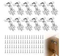 12 Pcs Soft Close Cabinet Hinges Hydraulic Full Overlay Cupboard Hinges | Full Overlay Mute Self Close Cold Rolled Door Hinges with Screws for Kitchen Wardrobe Bathroom Cabinet Doors