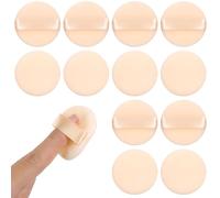 12 PCS Soft Microfiber Small Powder Puff, 1.5 Inches Small Powder Puff Mini Washable Powder Pact Makeup Sponges Finger-Sized for Women Face Beauty Blender Sponge (Skin Color)
