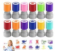 12 Pcs Sorted Teacher Stamp, Teachers Self-Inking Rubber Stamps, Fun Motivational Stamp, Self-Inking Stamp for Classroom Motivational Review Grading Stamps Teachers Students Office Supplies,Multicolor