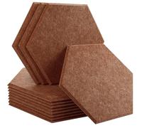12 Pcs Sound Absorbing Panels Wall Absorcion For Home Recording Studio Acoustic Insulator Door Sealing Strip(46-Red Coffee,Small Hexagon,0.8cm Medium Density)